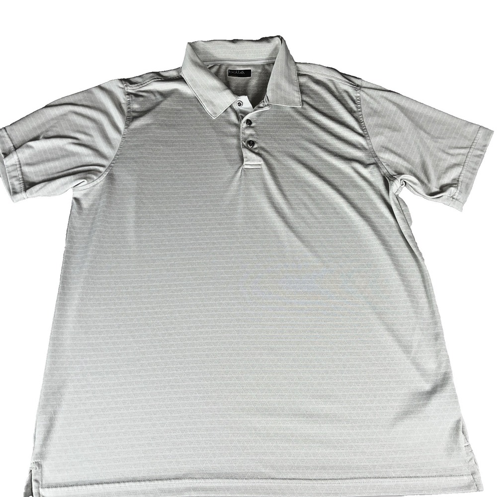 Bolle Golf Polo Shirt Mens Size XL Light Gray Striped Pattern Active Performance
